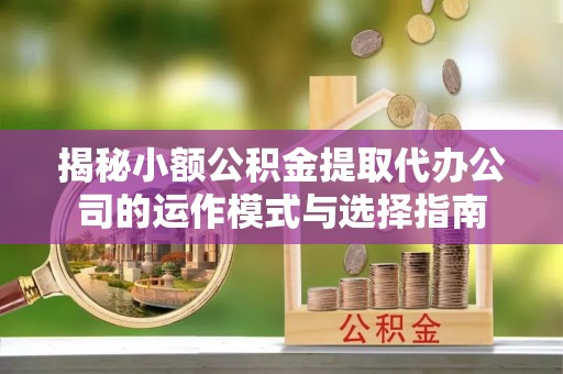 琼山揭秘小额公积金提取代办公司的运作模式与选择指南